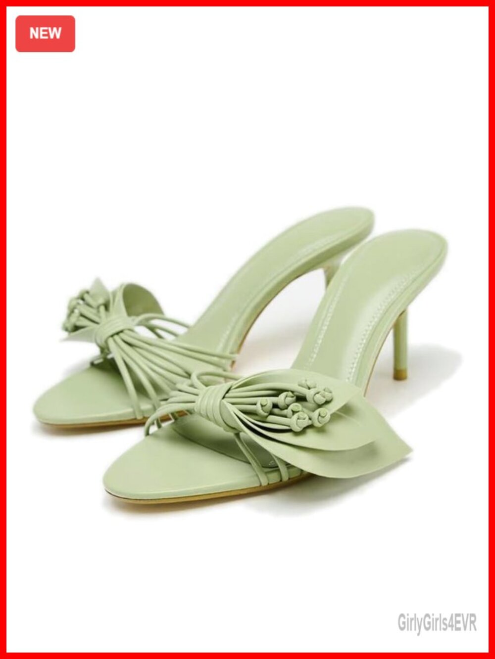 SAFECAMS Floral Slide Heels Faux Leather Stiletto Dressy Sandals